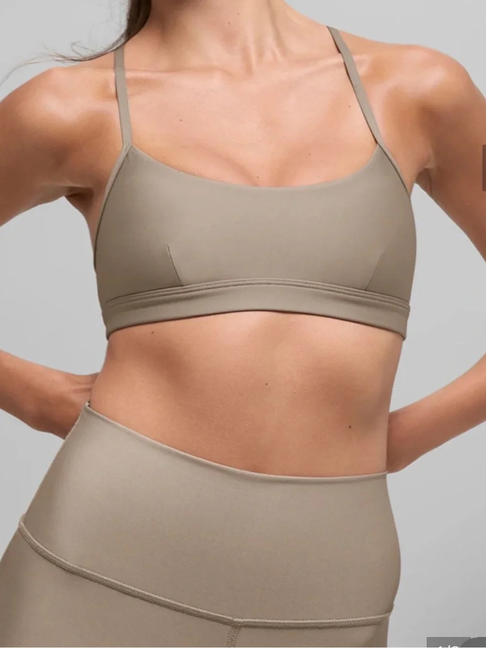 ALO Yoga Taupe Seamless Airlift Bralette & Shorts set